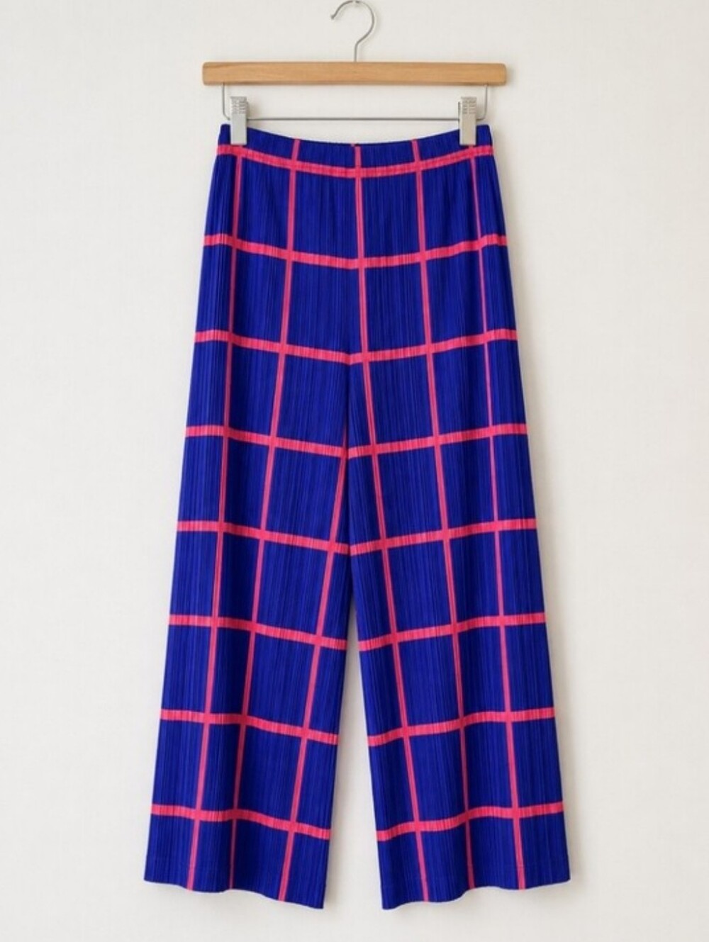 ISSEY MIYAKE PLEATS PLEASE WINDOWPANE WIDE LEG PANTS MADE IN JAPAN